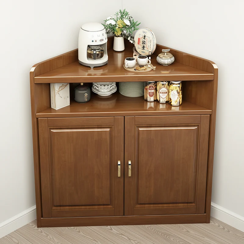 Modern Minimalist Solid Wood Solid Wood Multi-layer Board Triangle Corner Storage Cabinet Triangular Corner Unit With 4-Tier For Living Room & Bedroom