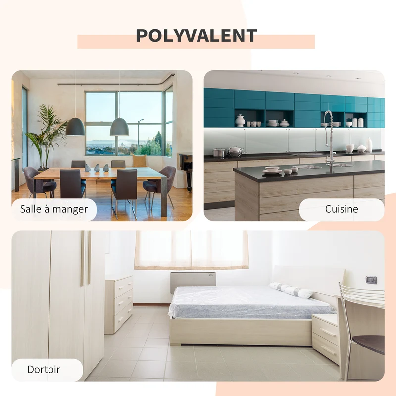 Table pliante pour 4 personnes 169 x 62 x 75 cm gain de place rangements intégrés contemporain épuré en MDF chêne clair 21_0001721