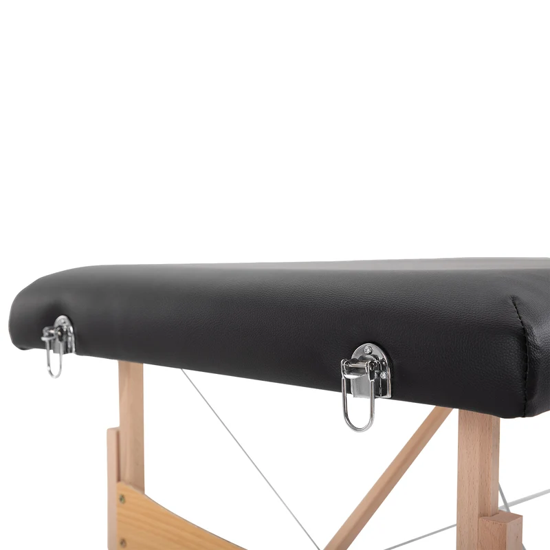 Table de massage pliante 186 x 60 x 61-87 cm hauteur réglable oreiller facial amovible léger moderne épuré en PVC noir 21_0000770