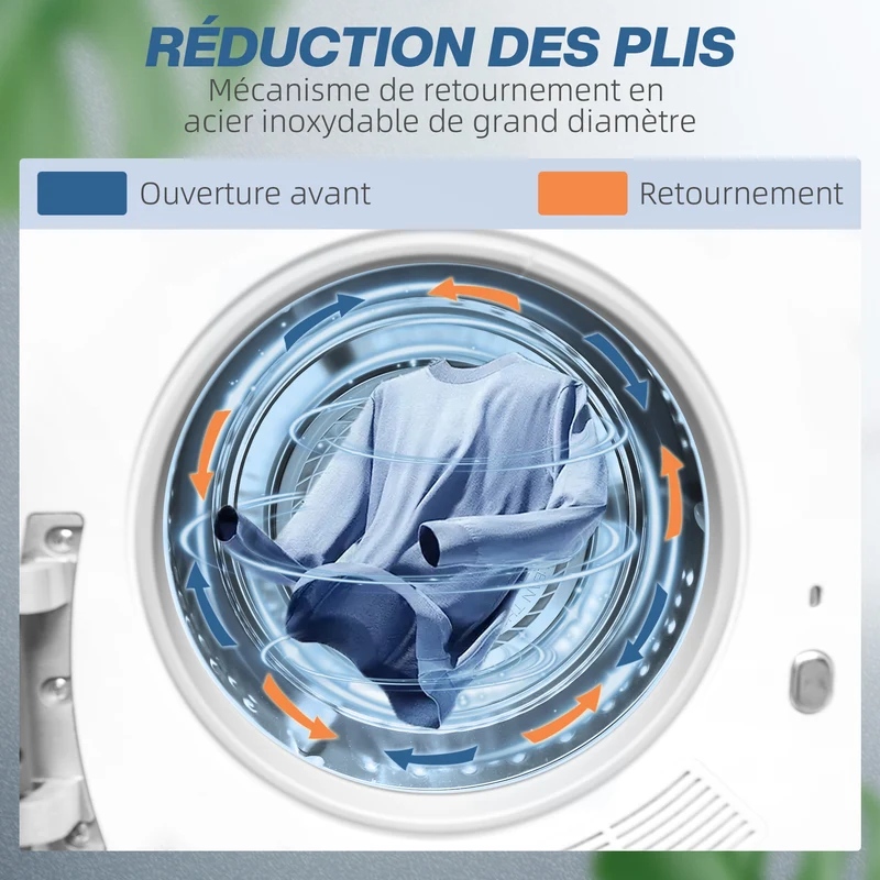 Sèche-linge évacuation portable balcon 48 x 43 x 57 cm 5 modes capteurs hygiéniques moderne épuré en plastique blanc 21_0007096