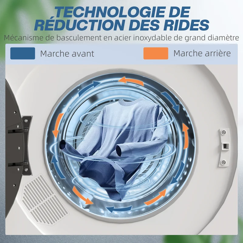 Sèche-linge à évacuation compact 49 x 43 x 61 cm séchage rapide anti froissage moderne épuré en acier inoxydable blanc 21_0007093
