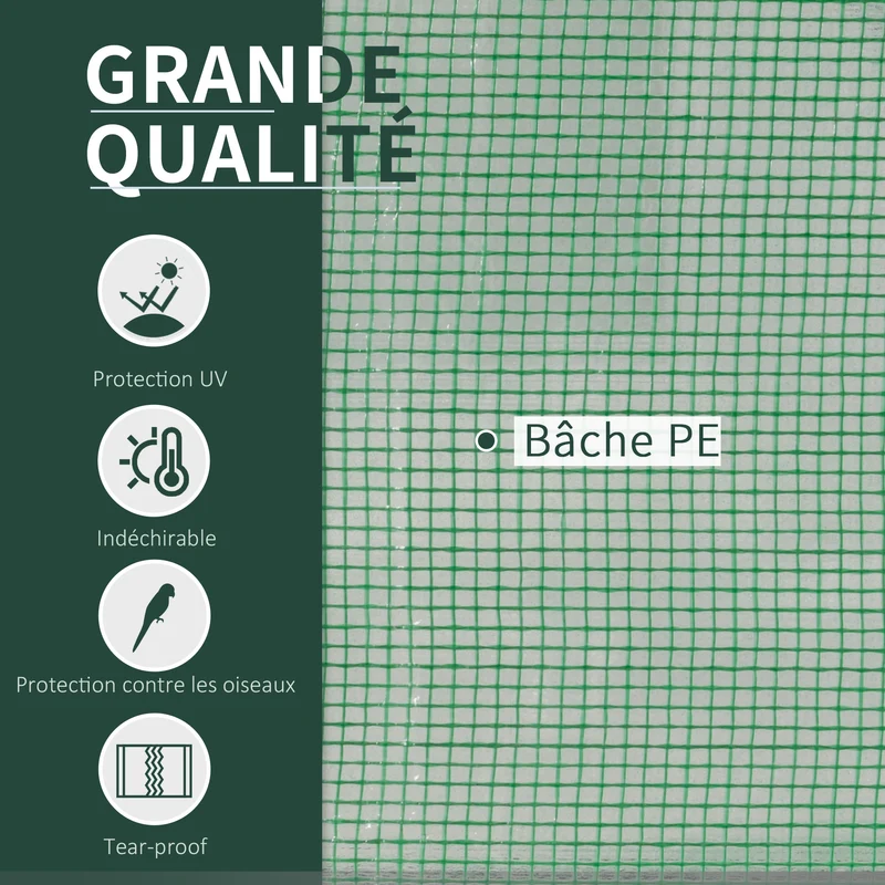 Serre de jardin pour tomates 200 x 100 x 80 cm protège du gel et des insectes porte zippée contemporain épuré en pe vert 21_0004139