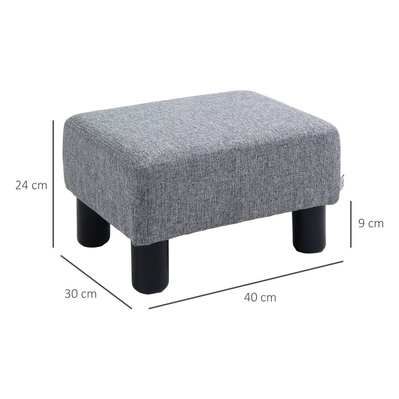 Pouf repose-pieds tabouret bas 40 x 30 x 24 cm assise confortable cadre solide moderne scandinave en polyester gris 21_0001755