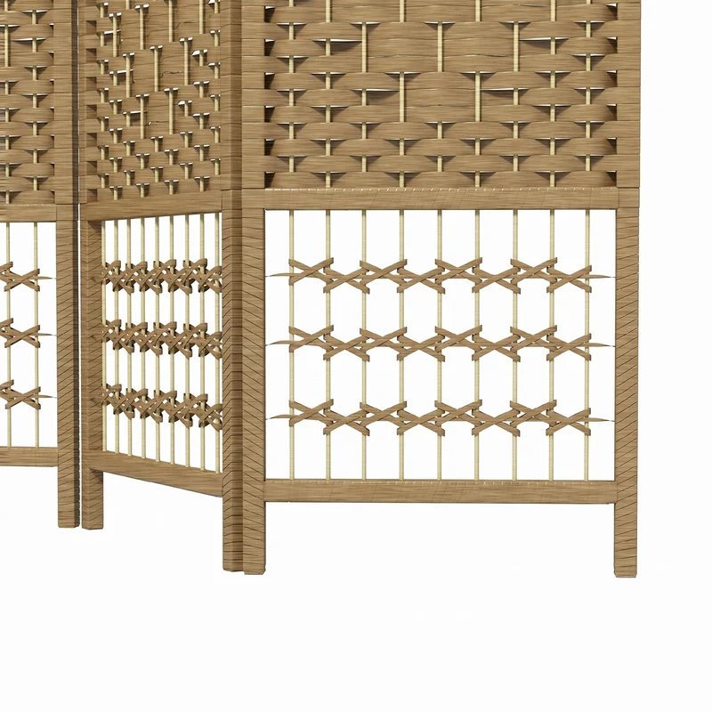 Paravent séparateur de pièce 4 panneaux pliable 160 x 170 cm intimité bonne aération design scandinave en bois naturel 21_0001272