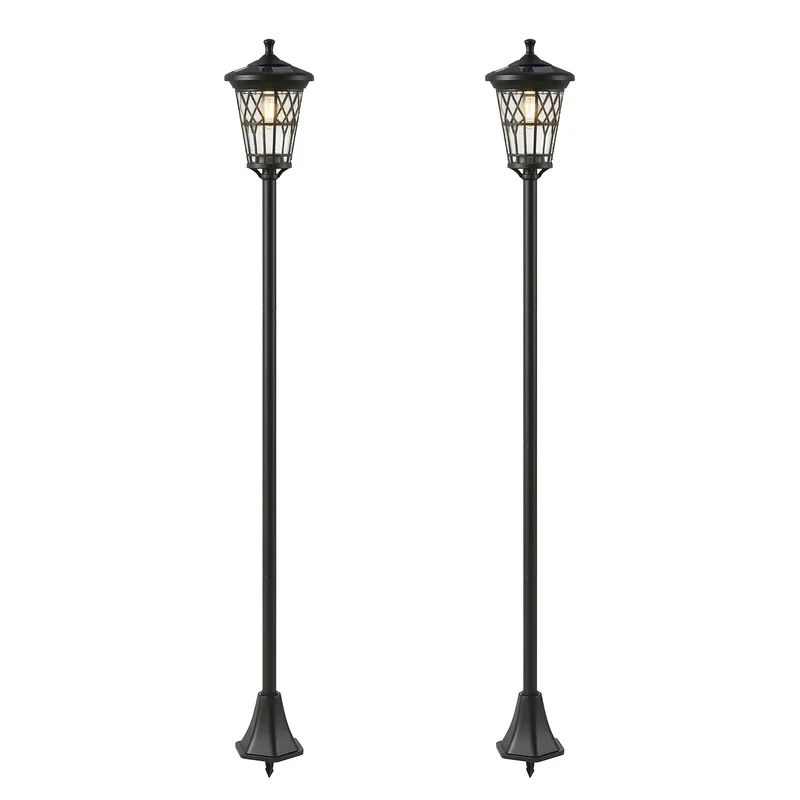Lot de 2 lampadaires solaires jardin 24 x 24 x 186 cm réglable 150 cm 2 modes moderne cosy en acier inoxydable noir 21_0007000