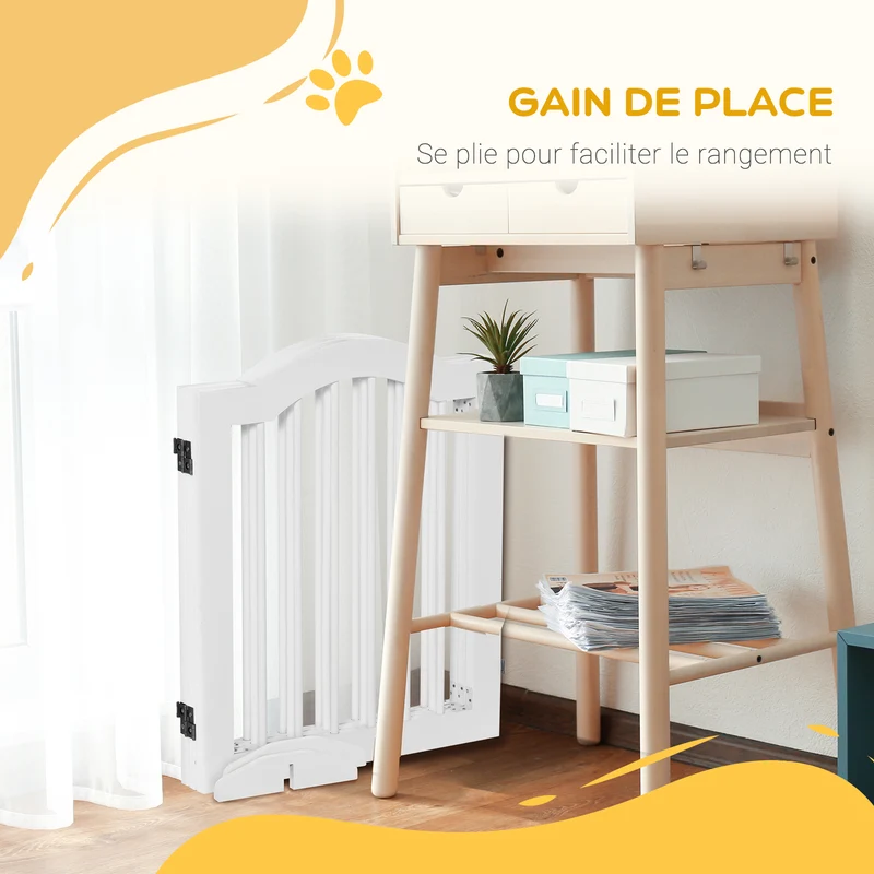 Lot de 2 barrières de sécurité modulable pliable pour animaux 154,5 x 61 x 29,5 cm stable utile moderne en MDF blanc 21_0007505