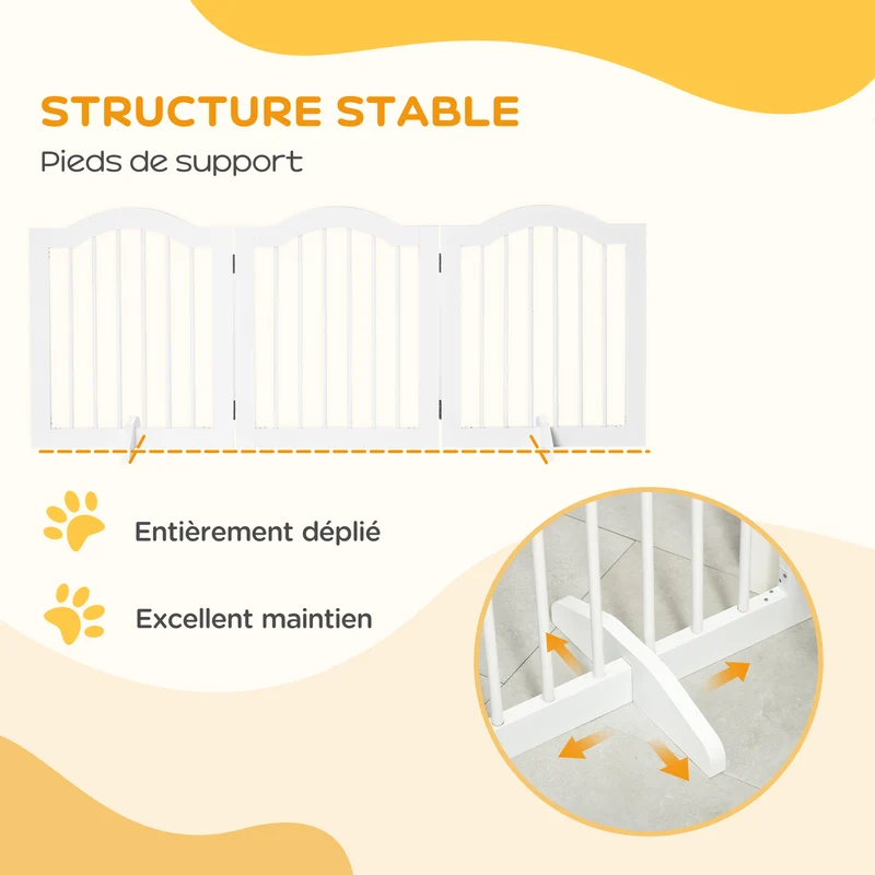 Lot de 2 barrières de sécurité modulable pliable pour animaux 154,5 x 61 x 29,5 cm stable utile moderne en MDF blanc 21_0007505