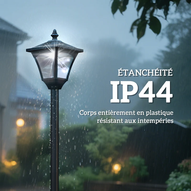 Lampadaire sur pied extérieur jardin 15 x 15 x 120 cm solaire automatique détecteur luminosité style classique en PP noir 21_0003900