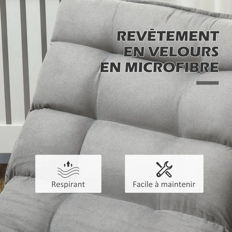 Fauteuil de sol pivotant 62 x 70 x 95 cm dossier réglable confortable contemporain en velours microfibre gris clair 21_0003079