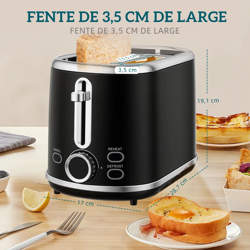 Ensemble bouilloire et grille-pain 23 x 16 x 25 cm maintien au chaud 6 niveaux pratique vintage en acier inoxydable noir 21_0000965