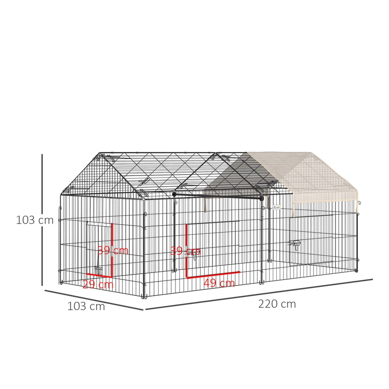 Clôture pour petits animaux extérieur 220 x 103 x 103 cm protection intempéries et prédateurs industriel en métal noir 21_0007866