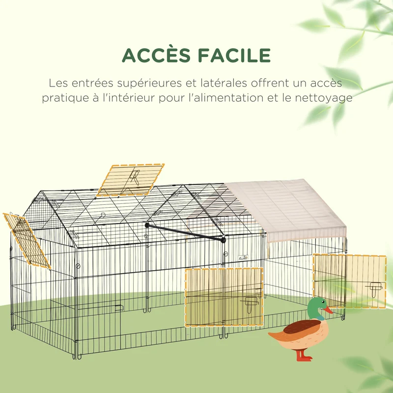 Clôture pour petits animaux extérieur 220 x 103 x 103 cm protection intempéries et prédateurs industriel en métal noir 21_0007866