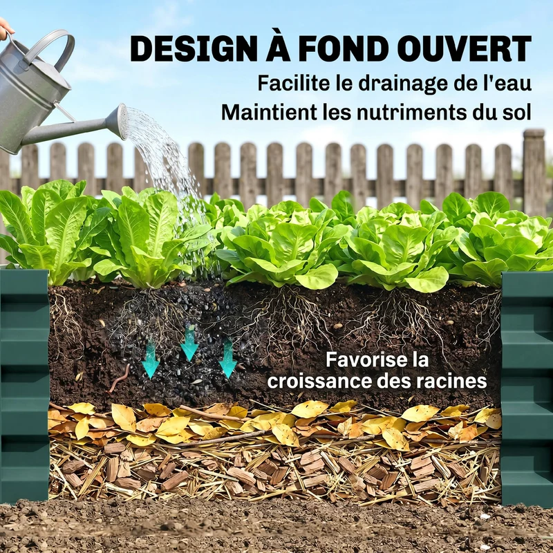 Carré potager de jardin serre 120 x 120 x 30 cm retient la chaleur industriel contemporain en acier galvanisé vert foncé 21_0004044