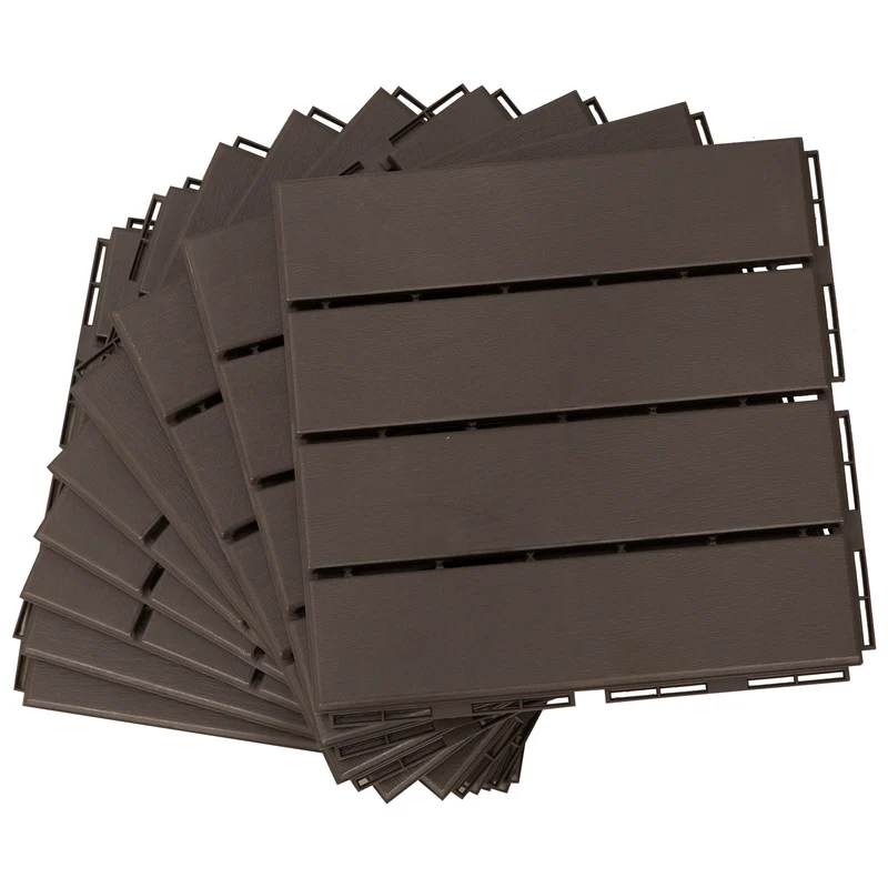 Caillebotis dalles terrasse emboîtables 30 x 30 x 2 cm pose facile antidérapant style contemporain stable en PP chocolat 21_0003945