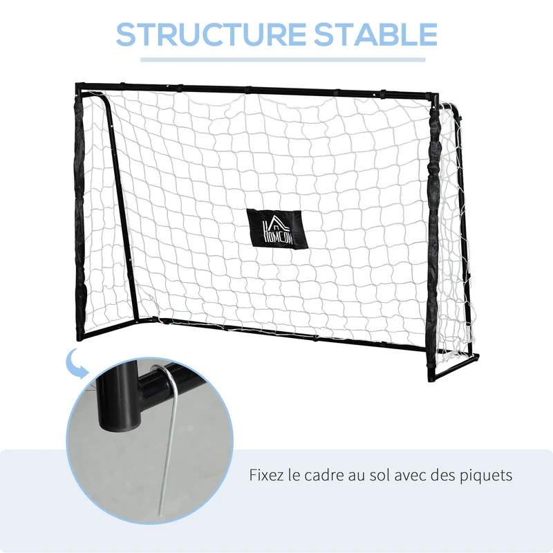 But de football pour entraînement et match 186 x 62 x 123 cm montage rapide piquets inclus contemporain en métal blanc 21_0006626