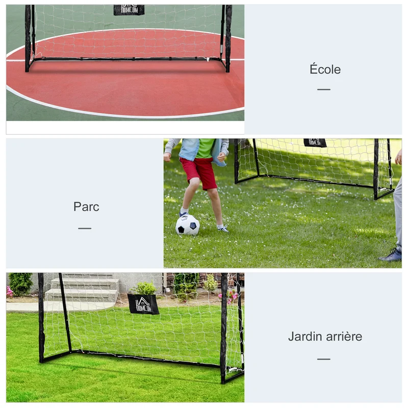 But de football pour entraînement et match 186 x 62 x 123 cm montage rapide piquets inclus contemporain en métal blanc 21_0006626