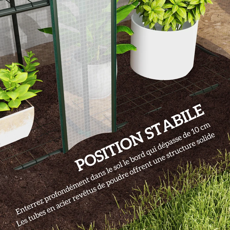Serre de jardin compacte 3 niveaux balcon 215 x 46 x 151 cm protection intempéries montage facile moderne en acier blanc 21_0005518