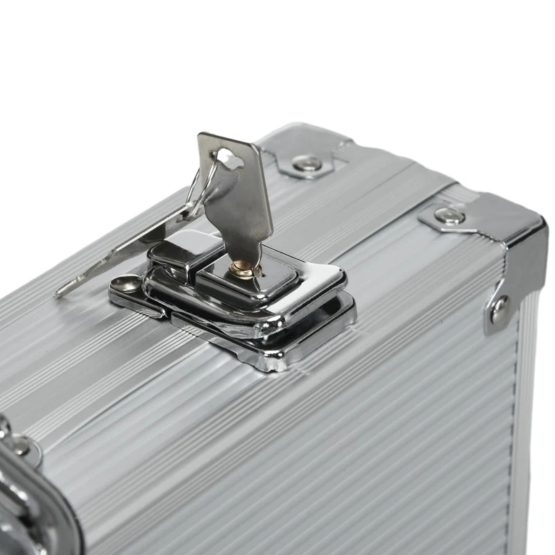 Mallette de poker 56 x 23.5 x 6.5 cm complète avec clés tapis 60 x 90 cm pour 9 joueurs moderne en aluminium argent 21_0006655