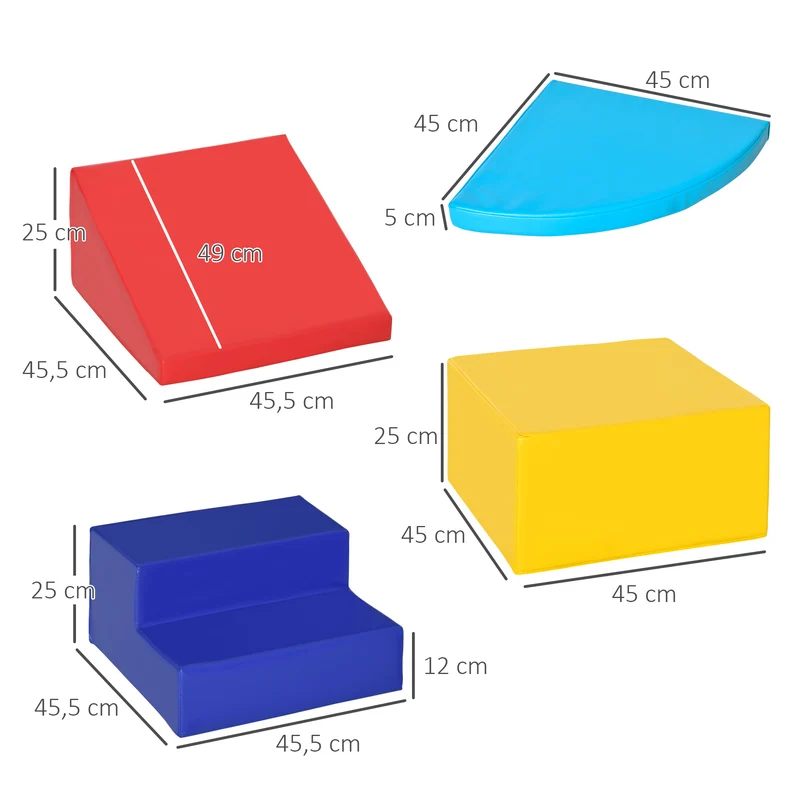 Lot de 4 blocs de construction xl motricité enfant 45 x 45 x 25 cm modulable sécurisé contemporain en polyuréthane bleu 21_0000721