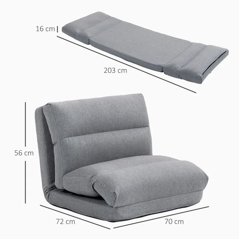 Fauteuil de sol convertible 70 x 72 x 56 cm dossier réglable 5 positions assise 16 cm confort mousse épuré en tissu gris 21_0003178