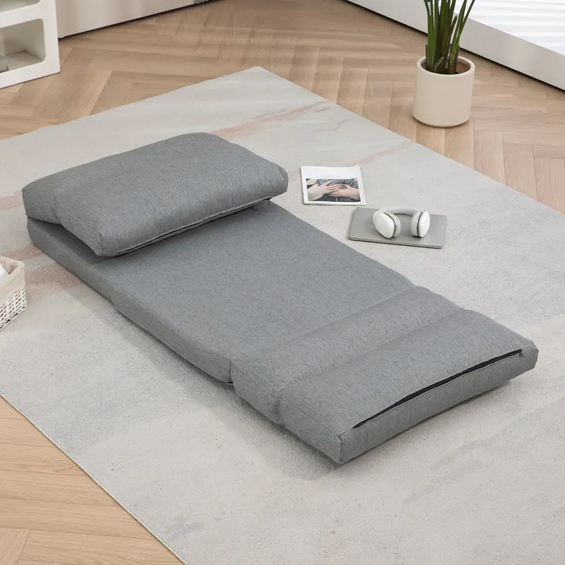 Fauteuil de sol convertible 70 x 72 x 56 cm dossier réglable 5 positions assise 16 cm confort mousse épuré en tissu gris 21_0003178