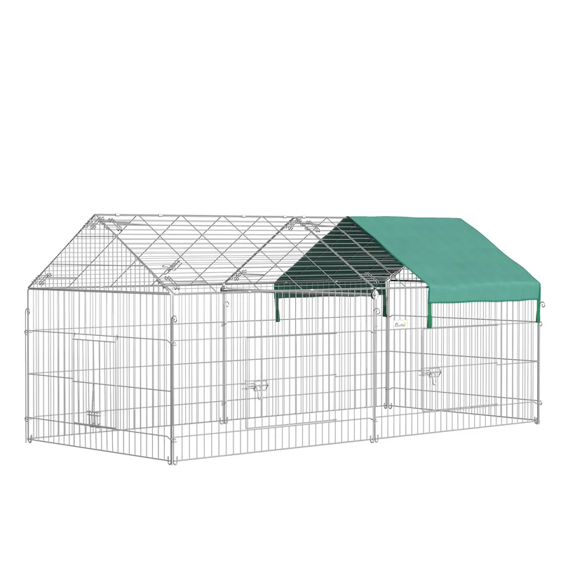 Clôture pour petits animaux jardin 220 x 103 x 103 cm protection intempéries piquets inclus design moderne en métal gris 21_0007867