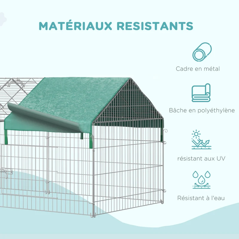 Clôture pour petits animaux jardin 220 x 103 x 103 cm protection intempéries piquets inclus design moderne en métal gris 21_0007867