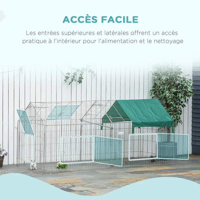 Clôture pour petits animaux jardin 220 x 103 x 103 cm protection intempéries piquets inclus design moderne en métal gris 21_0007867