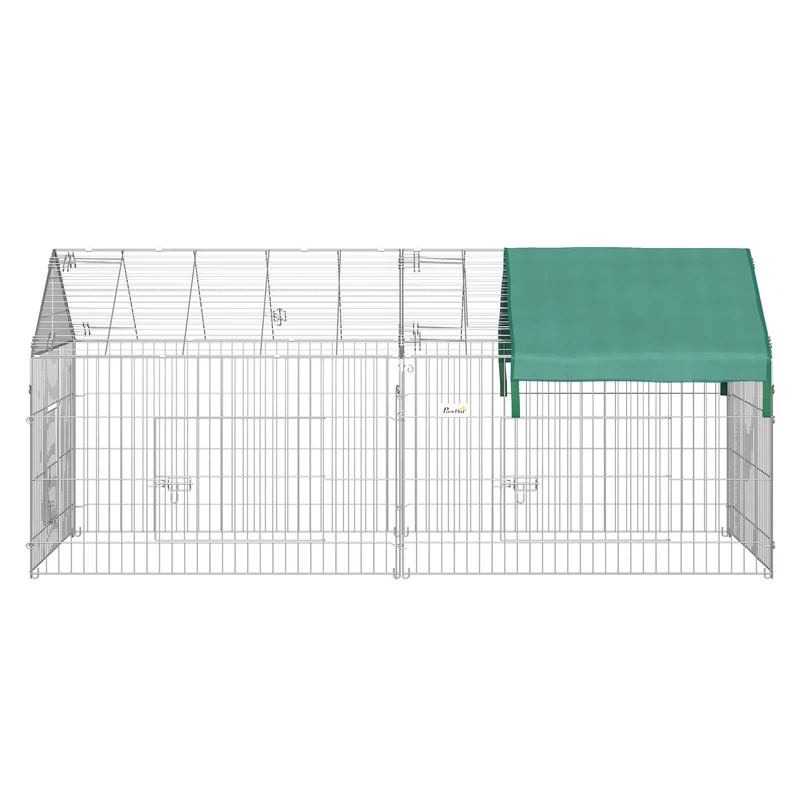 Clôture pour petits animaux jardin 220 x 103 x 103 cm protection intempéries piquets inclus design moderne en métal gris 21_0007867