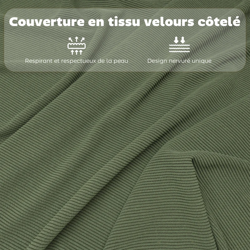 Lot de 4 chaises pliantes salle à manger 45 x 48.5 x 82 cm assise rembourrée ergonomique moderne en velours côtelé vert 21_0003295
