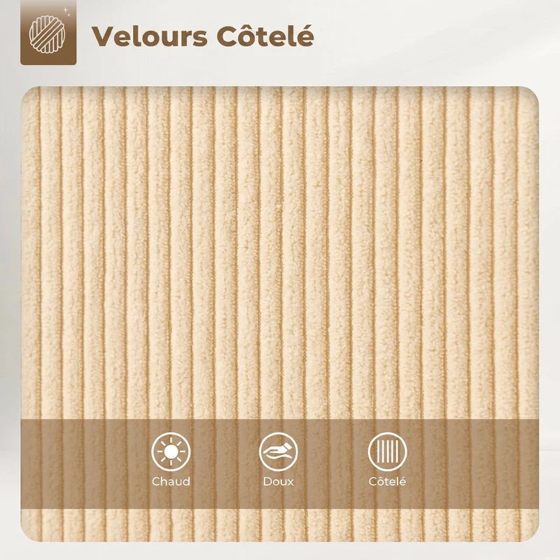 Lot de 2 tabourets de bar dossier courbé 49 x 52 x 88 cm assise épaisse rotation 360° design en velours côtelé beige 21_0003338