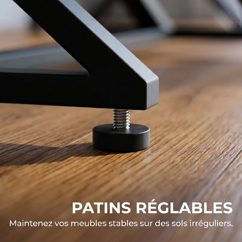 Lot de 2 pieds de table en forme de x 60 x 43 cm patins réglables stabilité optimale design industriel en acier noir 21_0007151