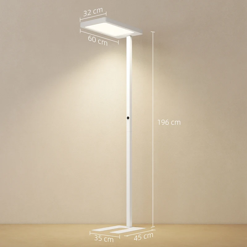 Lampadaire sur pied salon 60 x 32 x 196 cm intensité réglable télécommande soin des yeux minimaliste en métal blanc 21_0007054