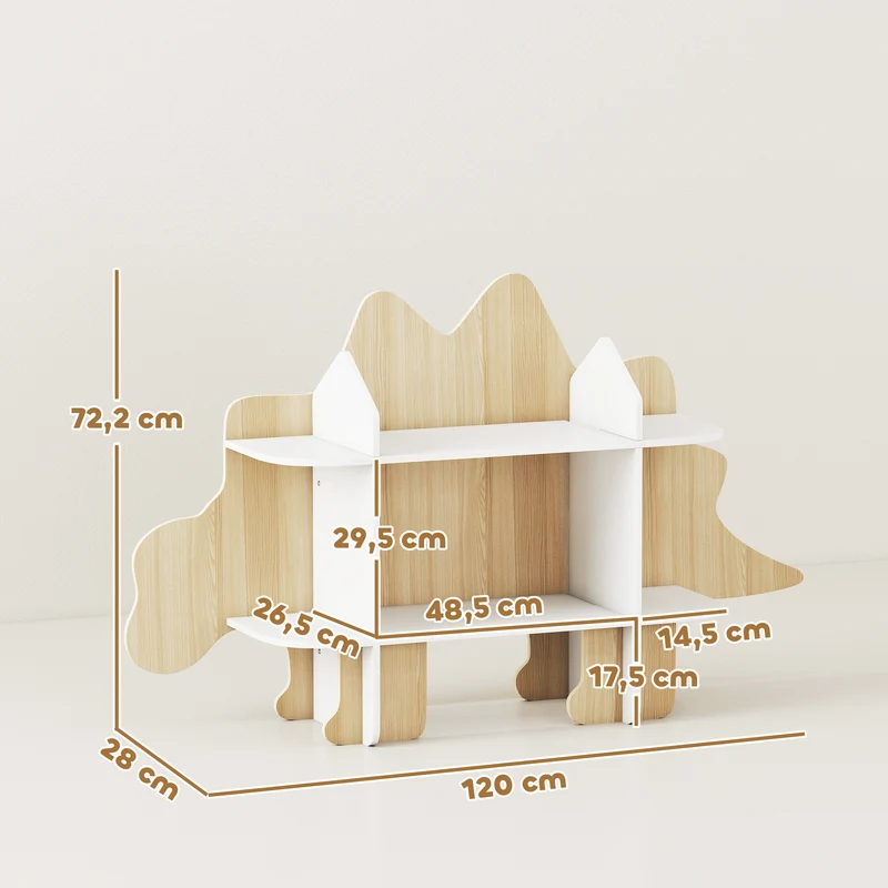 Bibliothèque enfant rangement jouets et livres 120 x 28 x 72,2 cm favorise autonomie stabilité moderne en MDF naturel 21_0000173
