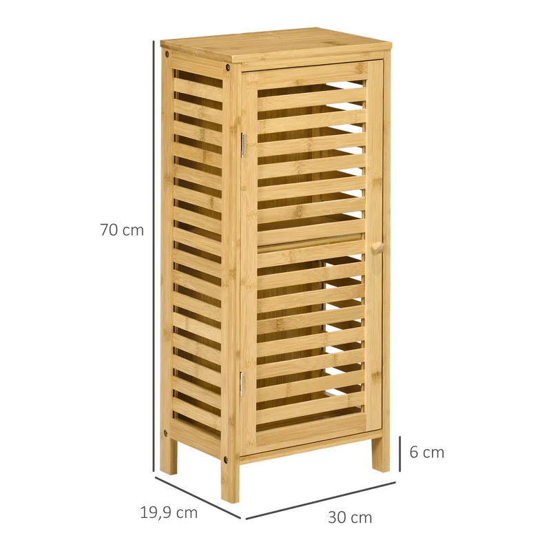 Armoire de salle de bain 30 x 19,9 x 70 cm étagère réglable gain de place vernie design scandinave en bambou naturel 21_0001926