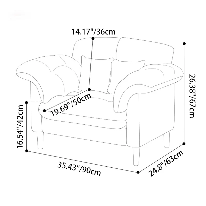 Contemporary Nordic Soft Fluffy Camellia Cat Scratching Leather Sherpa Fabric Foam Sponge Plush Cotton Solid Wood Multi-Layer Board Steel Detachable Accent Chair Backrest Armrest For Bedroom
