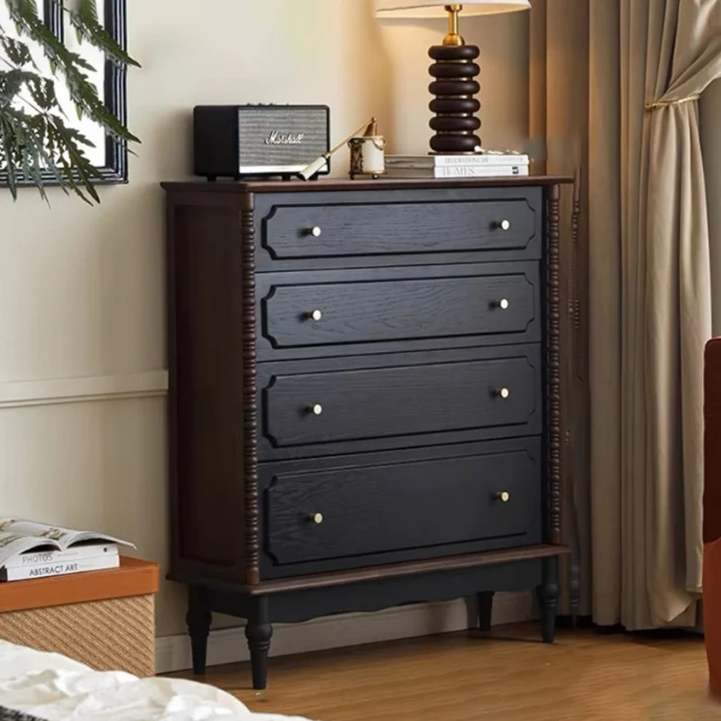 Contemporary Retro Rectangular Ash Wood Plywood Storage Cabinet 4-Drawer For Living Room