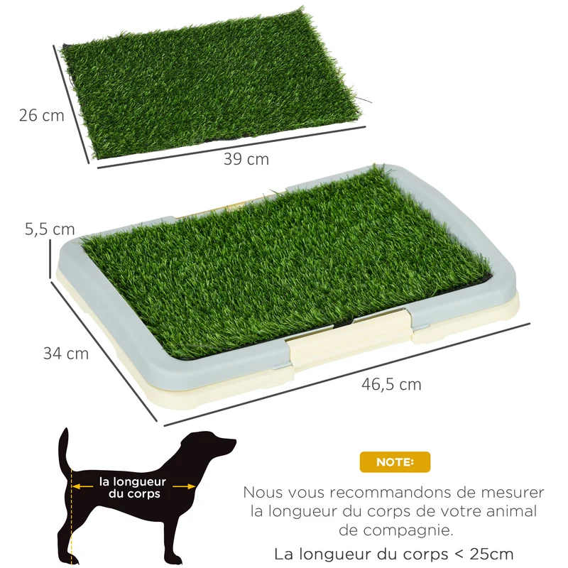 Toilette pour chien plateau portable 46,5 x 34 x 5,5 cm facile à nettoyer antidérapant design contemporain en PP vert 21_0007521