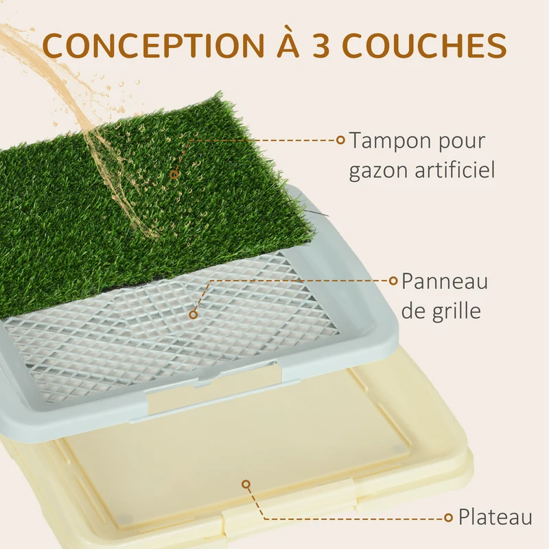 Toilette pour chien plateau portable 46,5 x 34 x 5,5 cm facile à nettoyer antidérapant design contemporain en PP vert 21_0007521