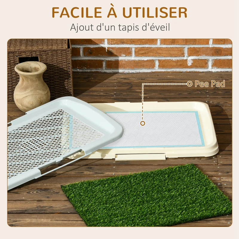 Toilette pour chien plateau portable 46,5 x 34 x 5,5 cm facile à nettoyer antidérapant design contemporain en PP vert 21_0007521