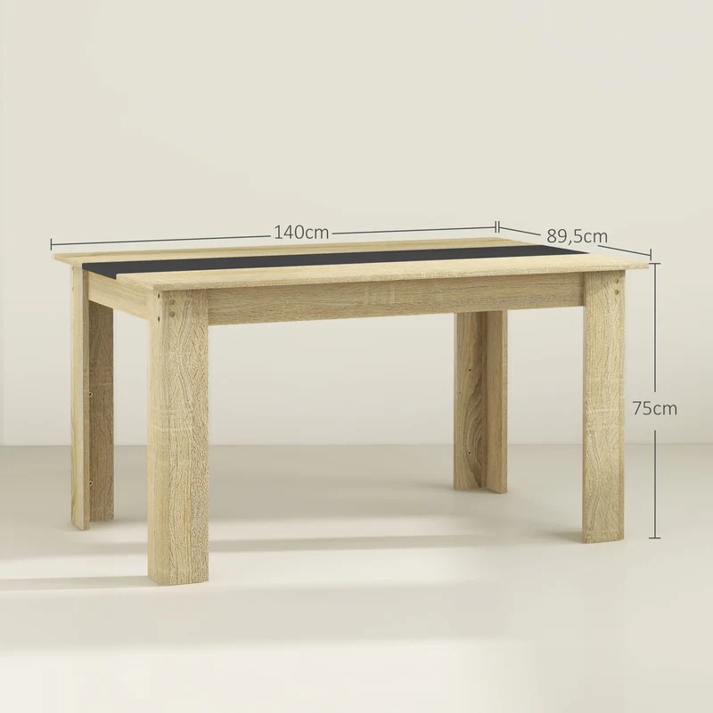 Table rectangulaire salle à manger 140 x 89,5 x 75 cm 6 personnes plateau scandinave en panneau de particules naturel 21_0003240