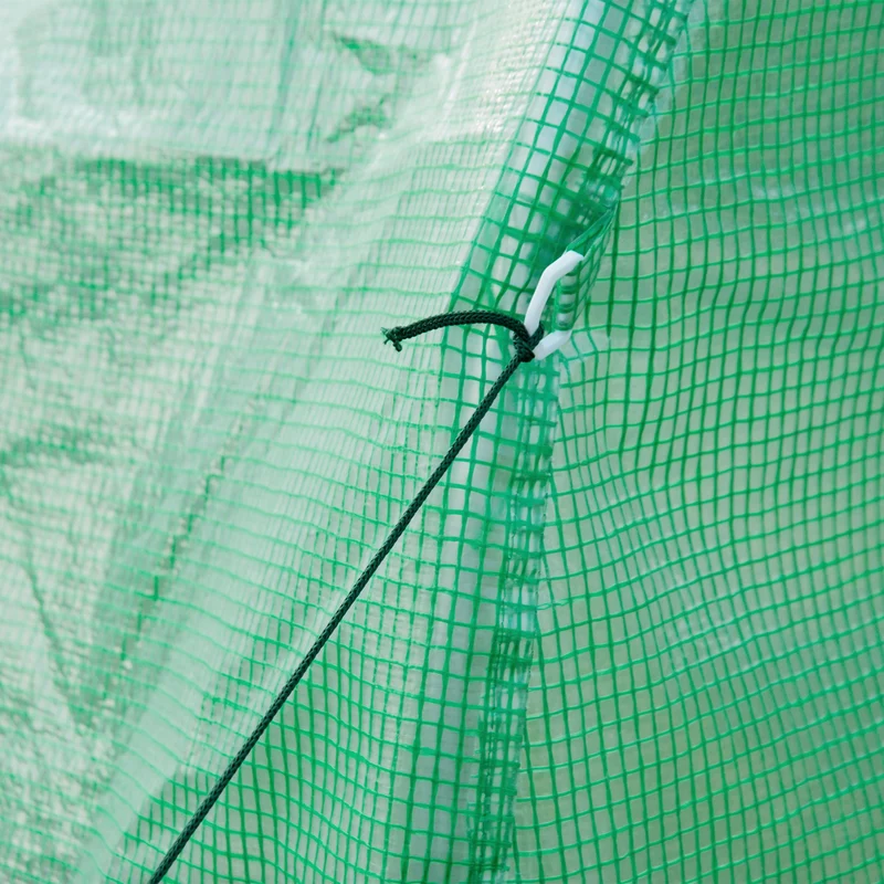 Serre de jardin tunnel 298 x 196 x 198 cm protection intempéries et oiseaux aération porte zippée moderne en métal vert 21_0004071