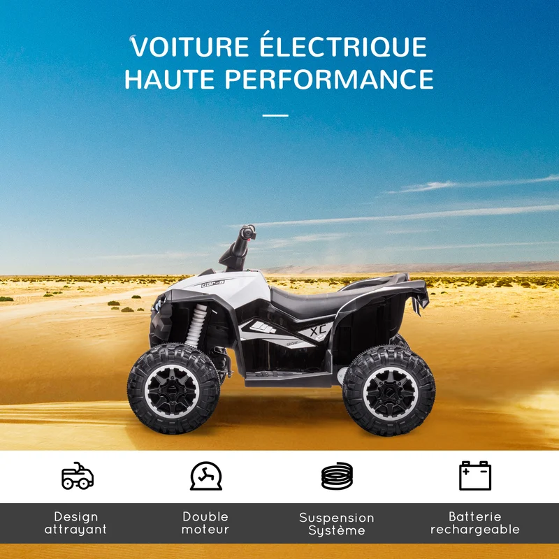 Quad buggy électrique enfant 3-5 ans 83 x 53 x 55.5 cm siège ergonomique suspension tout-terrain moderne en PP noir 21_0000522