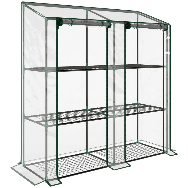 Mini serre de jardin 3 niveaux 143 x 46 x 151 cm protection intempéries montage facile moderne en acier transparent 21_0005434