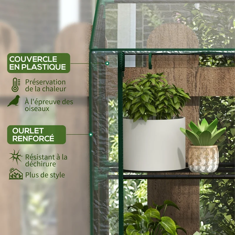Mini serre de jardin 3 niveaux 143 x 46 x 151 cm protection intempéries montage facile moderne en acier transparent 21_0005434