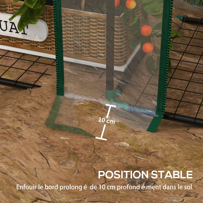 Mini serre de jardin 3 niveaux 143 x 46 x 151 cm protection intempéries montage facile moderne en acier transparent 21_0005434