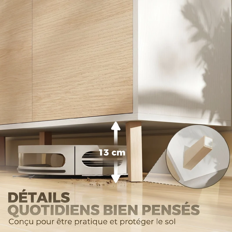 Buffet de rangement salon 120 x 35 x 73,5 cm 6 compartiments portes fermeture douce style scandinave en MDF bois naturel 21_0003411