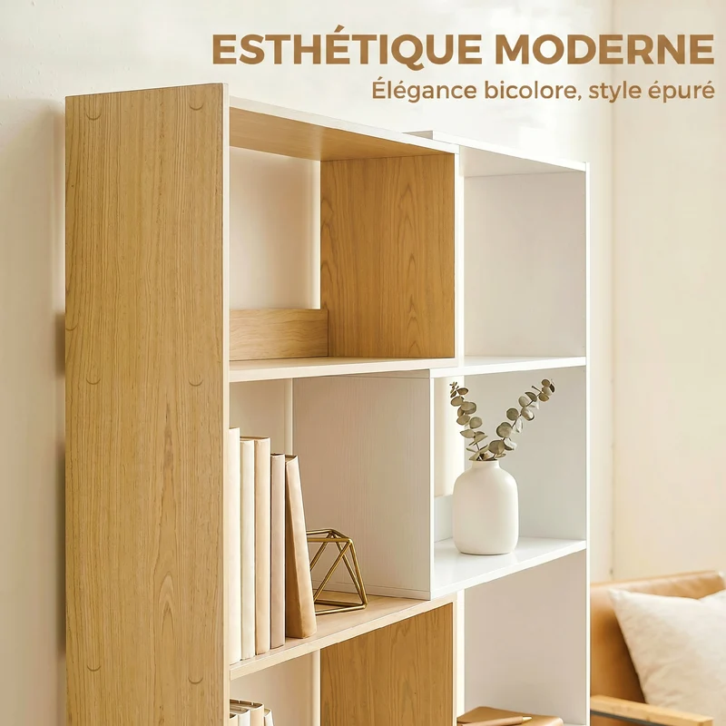 Bibliothèque d'angle rotative 350 111 x 24 x 163 cm 5 niveaux moderne séparateur de pièce en panneau de particules chêne 21_0002579