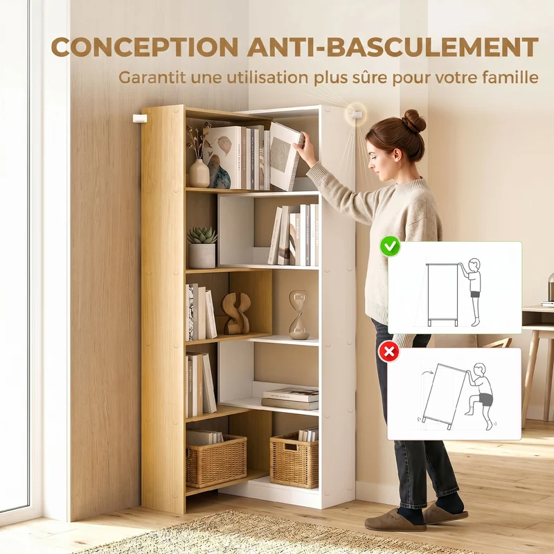 Bibliothèque d'angle rotative 350 111 x 24 x 163 cm 5 niveaux moderne séparateur de pièce en panneau de particules chêne 21_0002579