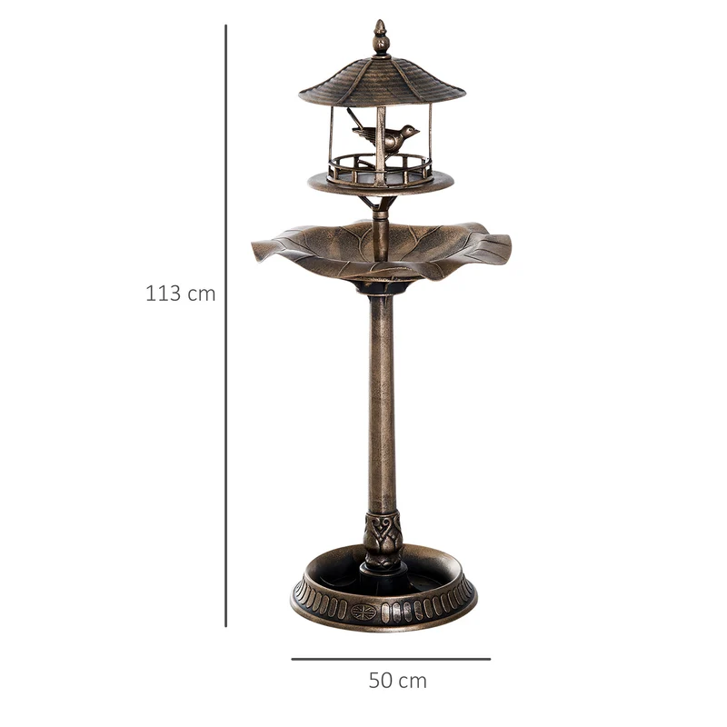 Bain d'oiseaux trois en un jardinière abreuvoir 50 x 113 cm stable résistant rustique en polypropylène bronze antique 21_0003923